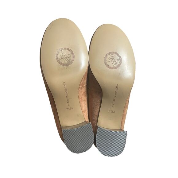 Adrienne Vittadini Women's Tan Suede Leather Chunky‎ Block Heels Size 7.5 Retro - Picture 9 of 11